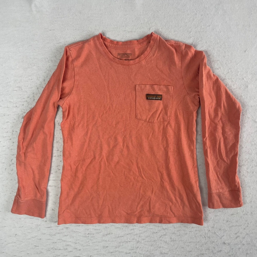 Patagonia Long Sleeve Shirt Womens XS Coral Pink Hemp Blend Pocket Tee